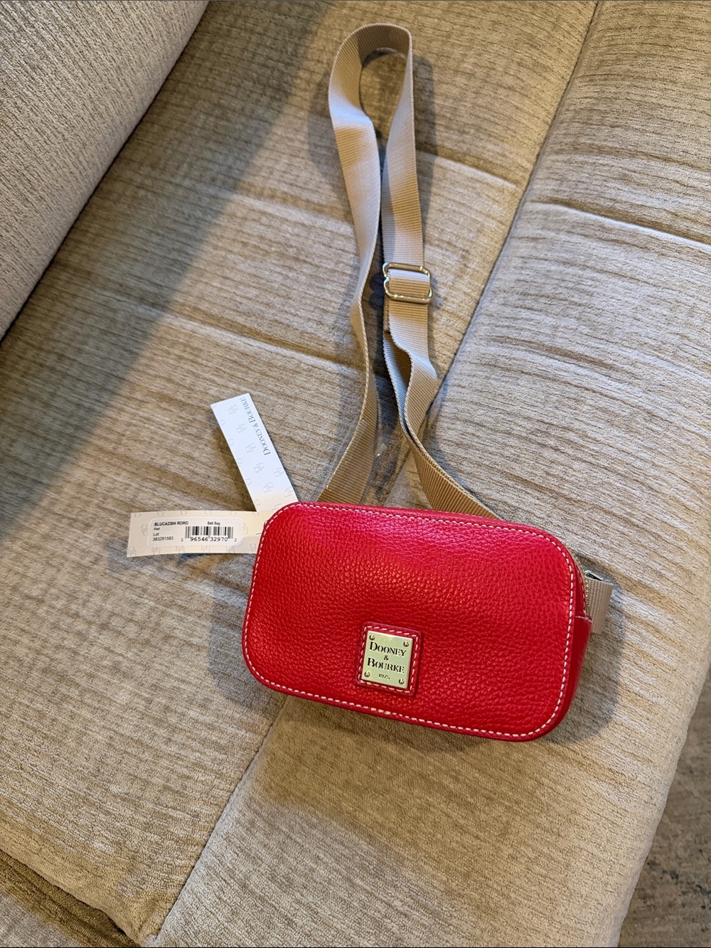 Dooney & Bourke Red Lucia belt Pebble Leather Crossbody Bag
